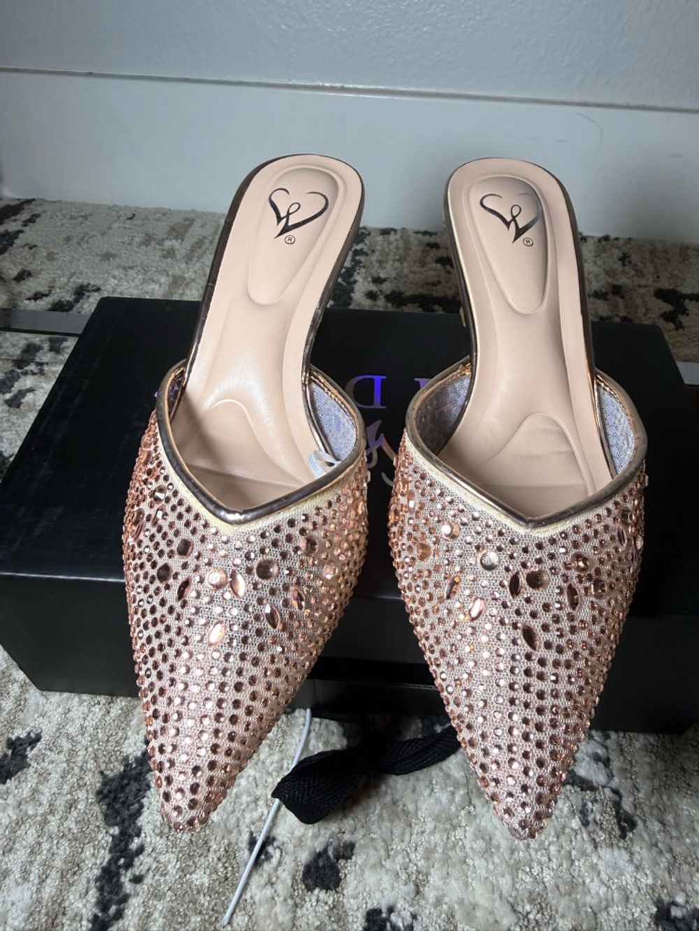 Windsor Nancy 20 Rose Gold Chrome Rhinestone Mule Heels